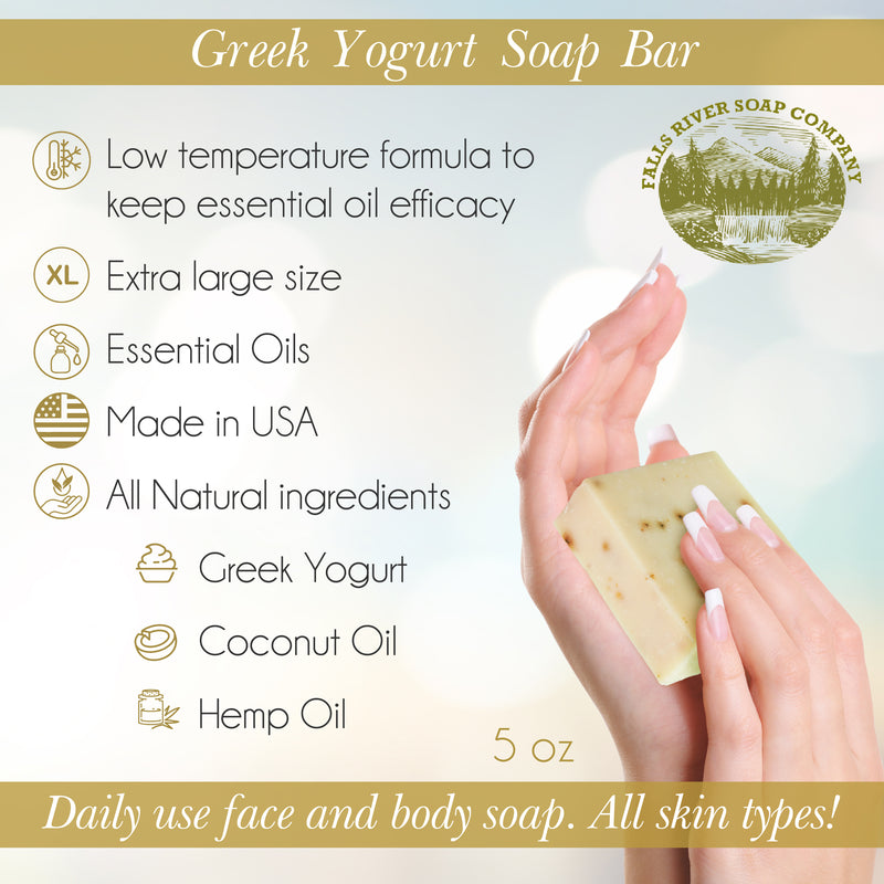 Lavender 5 Oz Greek Yogurt Soap Bar - Essential Oil Natural Soaps- Great as Anniversary Wedding Gifts - Falls River Soap Company
