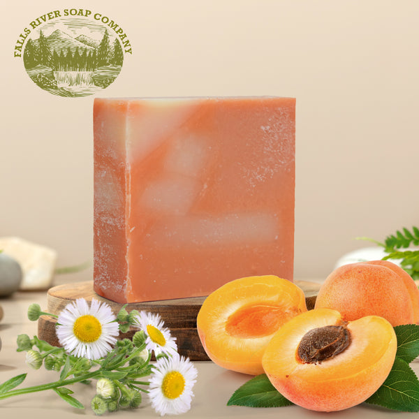 Apricot Chamomile 5oz Soap Handmade Soap bar - Cherry Almond, oatmeal as exfoliant - Pure Essential Oil Natural Soaps- Anniversary Wedding Gifts Christmas stocking stuffer cherry blossom - Falls River Soap Company