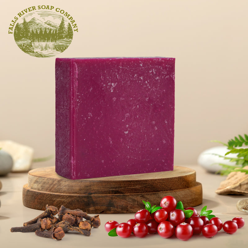 Cranberry Spice 5oz Soap Handmade Soap bar - Cherry Almond, oatmeal as exfoliant - Pure Essential Oil Natural Soaps- Anniversary Wedding Gifts Christmas stocking stuffer cherry blossom - Falls River Soap Company