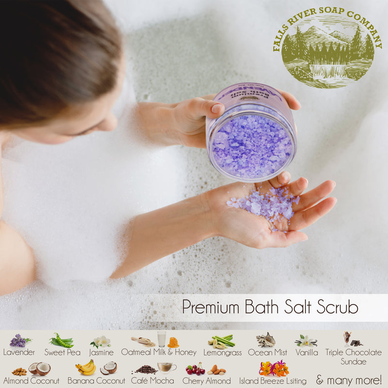 Patchouli Salt Scrub - 8oz Detox Bath Salt Body Scrub, Great as a Face Scrub & Exfoliating Body Scrub for Acne Scars, Stretch Marks, Foot Scrub, Great Gifts For Women - Falls River Soap Company