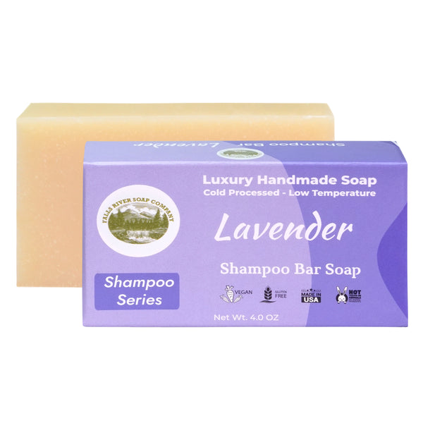 Lavender 3.5 Oz Shampoo Bar - Anti-Dandruff, Jojoba Oil, Tea Tree Oil - No Conditioner needed- Phthalate Free - Paraben Free - Sulfate Free - Organic and All-Natural - Falls River Soap Company