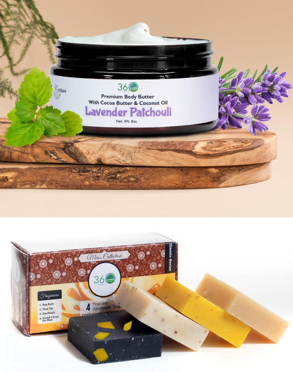 Bundle: 360Feel Men’s Soap & Lavender  Patchouli Body Butter: The Ultimate Grooming Duo for Fresh, Hydrated Skin