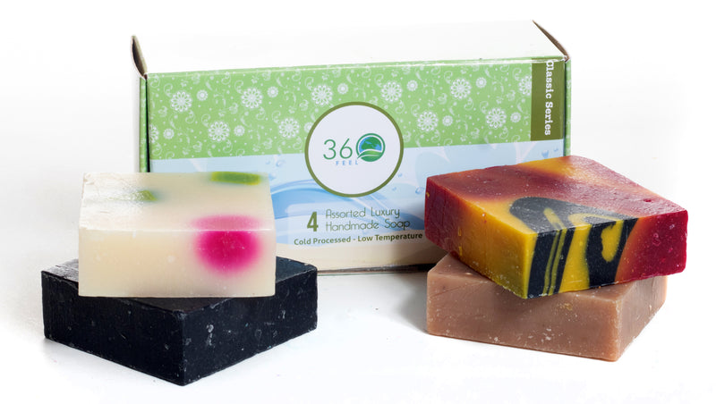 360Feel Assorted Handmade Soap Gift Set – 4 Large Bars for Women & Men – Perfect for Romantic, Anniversary & Wedding Gifts