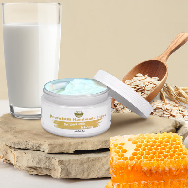 Oatmeal Milk & Honey Lotion in Jar - 4oz Premium Handmade Natural Moisturizing Skin Lotion, Moisturizer For Dry To Very Dry, Sensitive Skin, Deep Moisturizing Cream - Falls River Soap Company