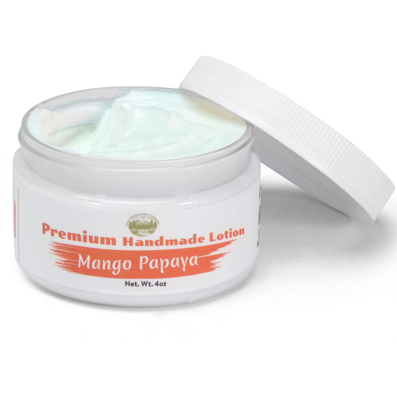Mango Papaya Lotion in Jar - 4oz Premium Handmade Natural Moisturizing Skin Lotion, Moisturizer For Dry To Very Dry, Sensitive Skin, Deep Moisturizing Cream - Falls River Soap Company