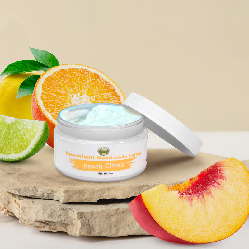 Peach Citrus Lotion in Jar - 4oz Premium Handmade Natural Moisturizing Skin Lotion, Moisturizer For Dry To Very Dry, Sensitive Skin, Deep Moisturizing Cream - Falls River Soap Company