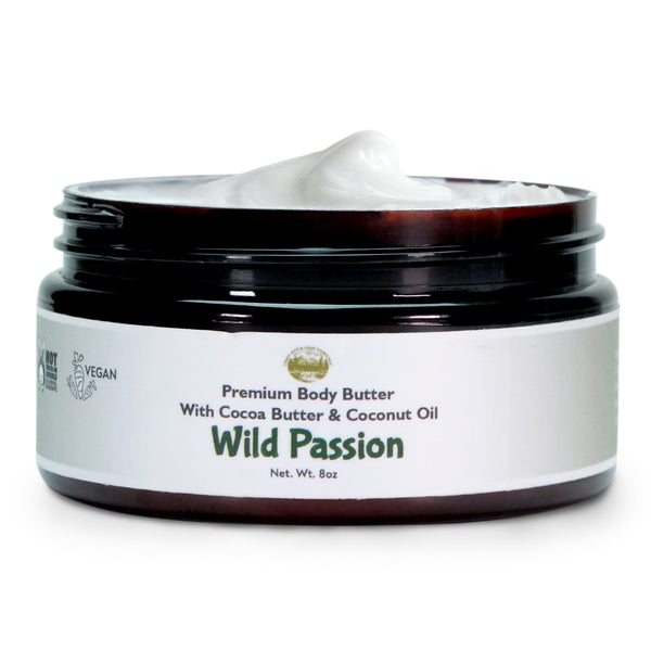 Wild Passion Body Butter - 8oz Premium Handmade Natural Moisturizing Body Butter, Intense Hydration Serum for All Skin Types, Natural Essential Oils, Vegetarian and Cruelty Free - Falls River Soap Company