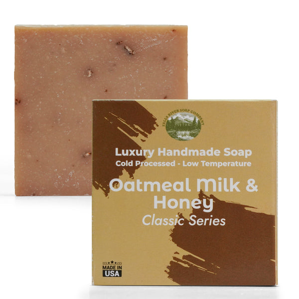 Oatmeal Milk & Honey 5oz Soap Handmade Soap bar - Cherry Almond, oatmeal as exfoliant - Pure Essential Oil Natural Soaps- Anniversary Wedding Gifts Christmas stocking stuffer cherry blossom - Falls River Soap Company