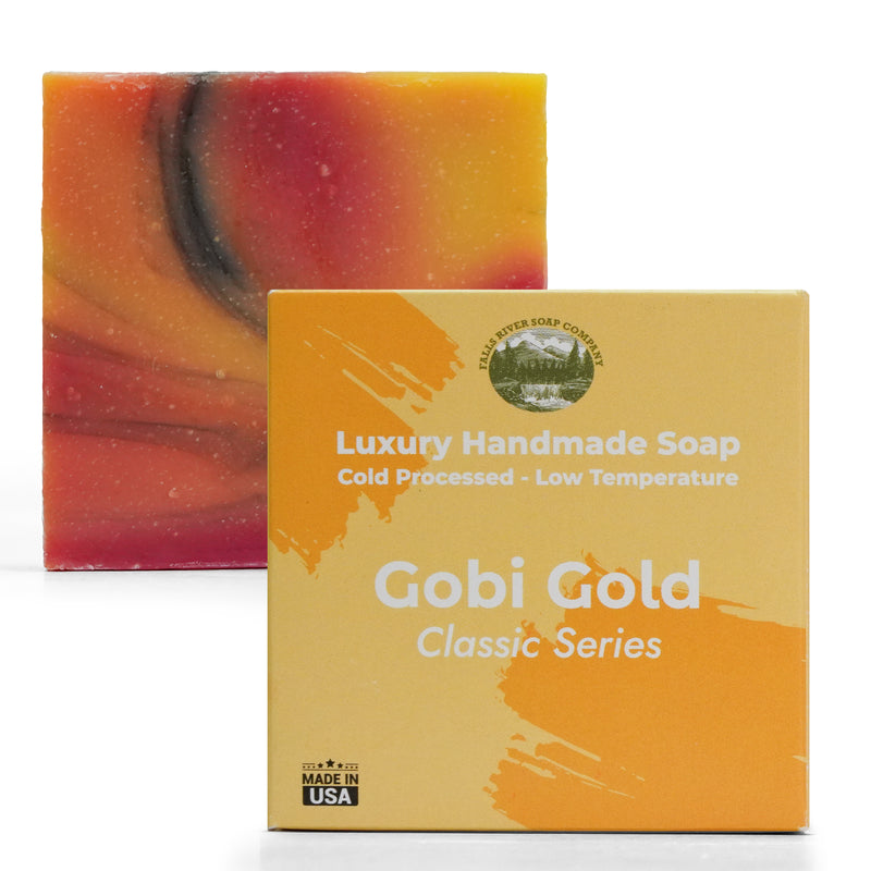 Gobi Gold 5oz Soap Handmade Soap bar - Cherry Almond, oatmeal as exfoliant - Pure Essential Oil Natural Soaps- Anniversary Wedding Gifts Christmas stocking stuffer cherry blossom - Falls River Soap Company