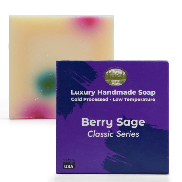 Berry Sage 5oz Soap Handmade Soap bar - Cherry Almond, oatmeal as exfoliant - Pure Essential Oil Natural Soaps- Anniversary Wedding Gifts Christmas stocking stuffer cherry blossom - Falls River Soap Company