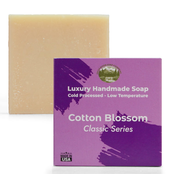 Cotton Blossom 5oz Soap Handmade Soap bar - Cherry Almond, oatmeal as exfoliant - Pure Essential Oil Natural Soaps- Anniversary Wedding Gifts Christmas stocking stuffer cherry blossom - Falls River Soap Company