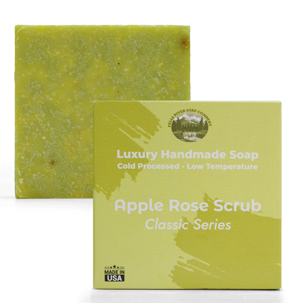 Apple Rose Scrub 5oz Soap Handmade Soap bar - Cherry Almond, oatmeal as exfoliant - Pure Essential Oil Natural Soaps- Anniversary Wedding Gifts Christmas stocking stuffer cherry blossom - Falls River Soap Company