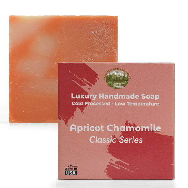 Apricot Chamomile 5oz Soap Handmade Soap bar - Cherry Almond, oatmeal as exfoliant - Pure Essential Oil Natural Soaps- Anniversary Wedding Gifts Christmas stocking stuffer cherry blossom - Falls River Soap Company