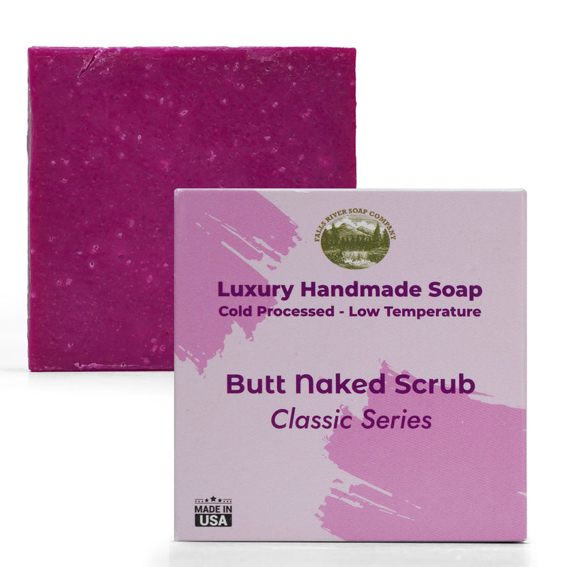 Butt Naked Scrub 5oz Soap Handmade Soap bar - Cherry Almond, oatmeal as exfoliant - Pure Essential Oil Natural Soaps- Anniversary Wedding Gifts Christmas stocking stuffer cherry blossom - Falls River Soap Company