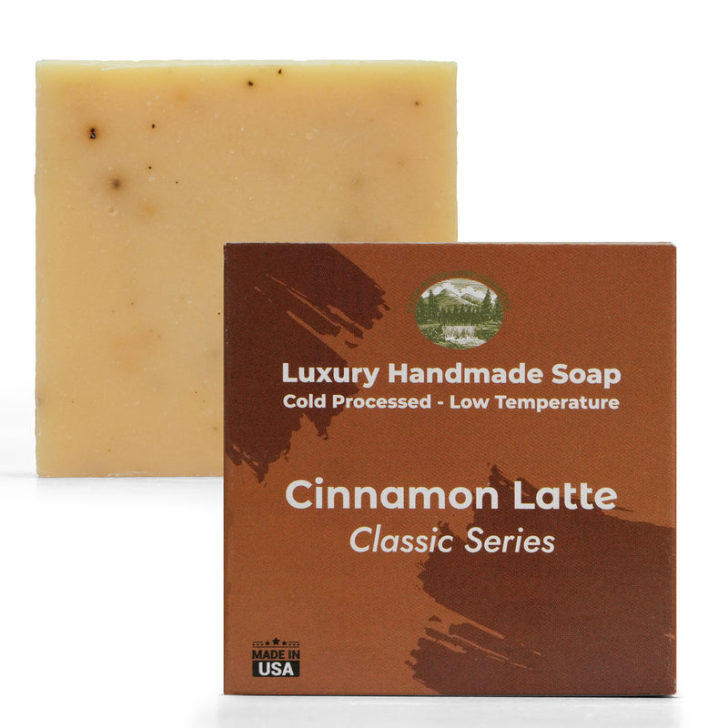 Cinnamon Latte 5oz Soap Handmade Soap bar - Cherry Almond, oatmeal as exfoliant - Pure Essential Oil Natural Soaps- Anniversary Wedding Gifts Christmas stocking stuffer cherry blossom - Falls River Soap Company