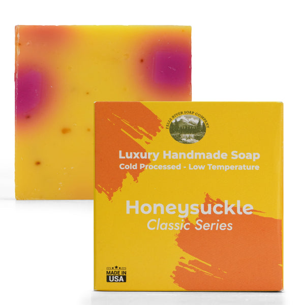 Honeysuckle 5oz Soap Handmade Soap bar - Cherry Almond, oatmeal as exfoliant - Pure Essential Oil Natural Soaps- Anniversary Wedding Gifts Christmas stocking stuffer cherry blossom - Falls River Soap Company