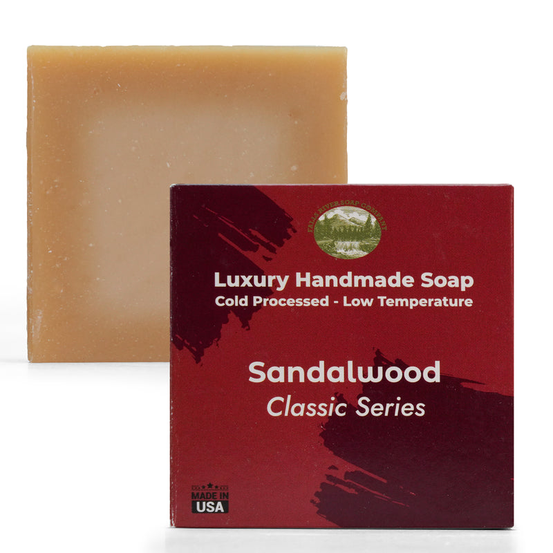Sandalwood 5oz Soap Handmade Soap bar - Cherry Almond, oatmeal as exfoliant - Pure Essential Oil Natural Soaps- Anniversary Wedding Gifts Christmas stocking stuffer cherry blossom - Falls River Soap Company