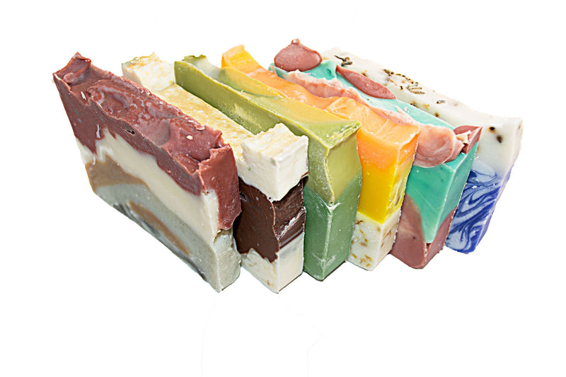 Floral Soap Collection -6(Six) 2Oz Guest Bars, Sample Size-Brazilian Mud, Orange, Bamboo, Lavender, Rose and Avocado Soap