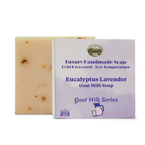 Eucalyptus Lavender 5 Oz Goat Milk Soap Bar - Essential Oil Natural Soaps- Great as Anniversary Wedding Gifts - Falls River Soap Company