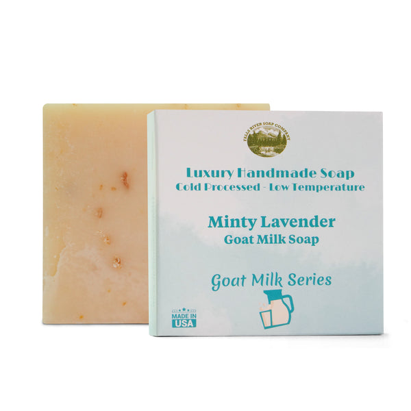 Minty Lavender 5 Oz Goat Milk Soap Bar - Essential Oil Natural Soaps- Great as Anniversary Wedding Gifts - Falls River Soap Company