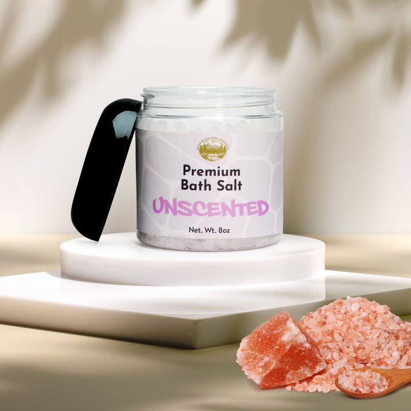 Unscented Salt Scrub - 8oz Detox Bath Salt Body Scrub, Great as a Face Scrub & Exfoliating Body Scrub for Acne Scars, Stretch Marks, Foot Scrub, Great Gifts For Women - Falls River Soap Company