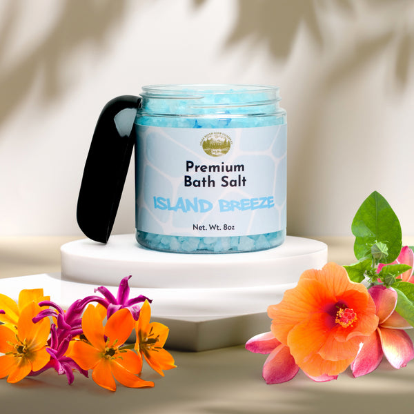 Island Breeze Salt Scrub - 8oz Detox Bath Salt Body Scrub, Great as a Face Scrub & Exfoliating Body Scrub for Acne Scars, Stretch Marks, Foot Scrub, Great Gifts For Women - Falls River Soap Company