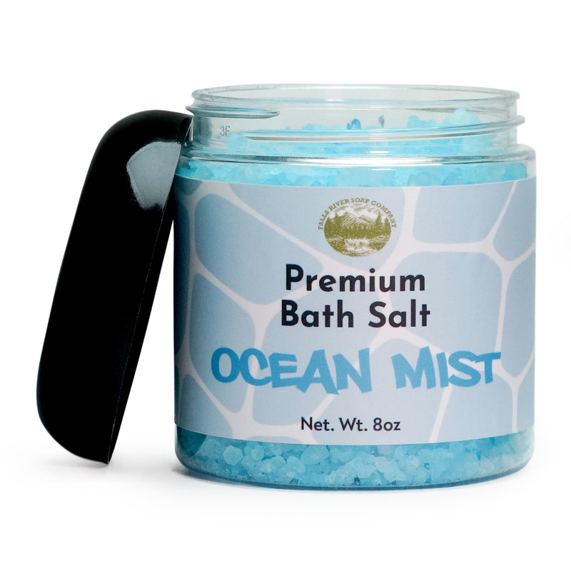 Ocean Mist Salt Scrub - 8oz Detox Bath Salt Body Scrub, Great as a Face Scrub & Exfoliating Body Scrub for Acne Scars, Stretch Marks, Foot Scrub, Great Gifts For Women - Falls River Soap Company