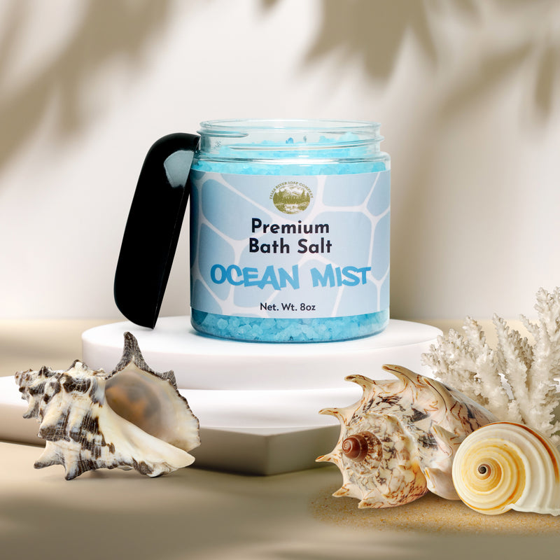 Ocean Mist Salt Scrub - 8oz Detox Bath Salt Body Scrub, Great as a Face Scrub & Exfoliating Body Scrub for Acne Scars, Stretch Marks, Foot Scrub, Great Gifts For Women - Falls River Soap Company
