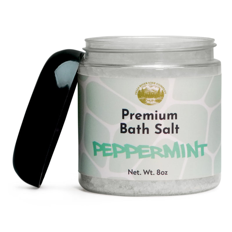 Peppermint Salt Scrub - 8oz Detox Bath Salt Body Scrub, Great as a Face Scrub & Exfoliating Body Scrub for Acne Scars, Stretch Marks, Foot Scrub, Great Gifts For Women - Falls River Soap Company