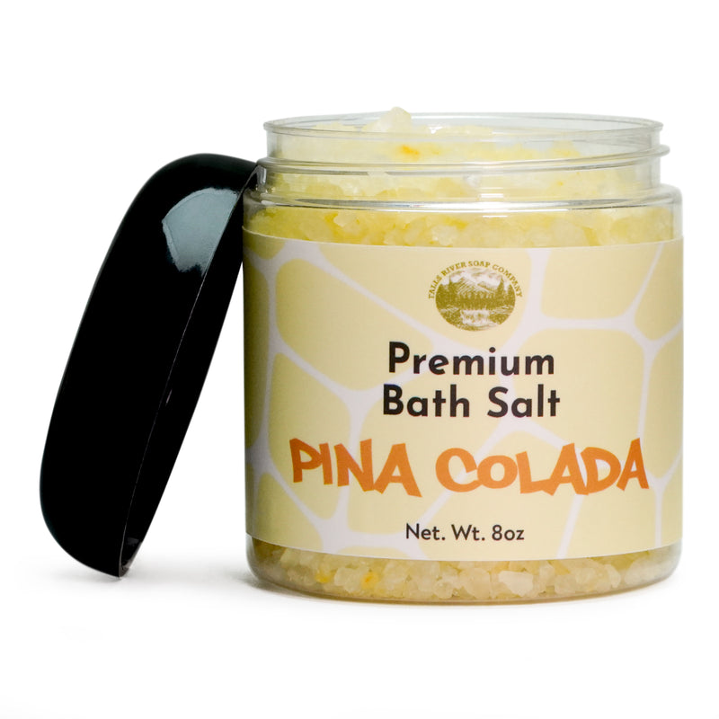 Pina Colada Salt Scrub - 8oz Detox Bath Salt Body Scrub, Great as a Face Scrub & Exfoliating Body Scrub for Acne Scars, Stretch Marks, Foot Scrub, Great Gifts For Women - Falls River Soap Company