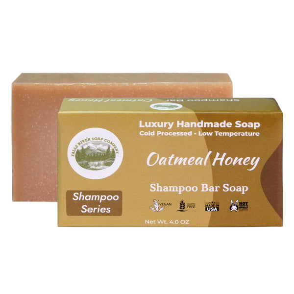 Oatmeal Honey 3.5 Oz Shampoo Bar - Anti-Dandruff, Jojoba Oil, Tea Tree Oil - No Conditioner needed- Phthalate Free - Paraben Free - Sulfate Free - Organic and All-Natural - Falls River Soap Company